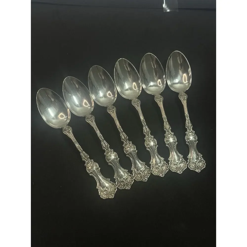 Sterling Silver Whiting Pompodour Teaspoons Set Of 6